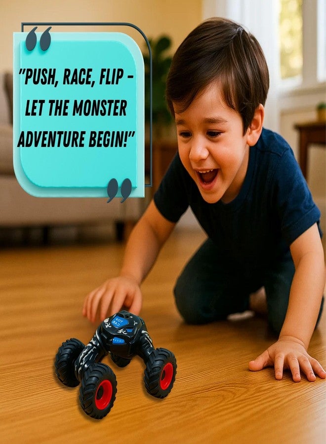 GRAPHENE 2 Pcs Pull Back Friction Powered DTX Toy Car Monster Truck Telescopic Toys for Kids Toddlers Gift for 1 2 3 4 5 6 Year Boy Girl Push N Go Off-Road Vehicles Racing Stunt Car - Image 5